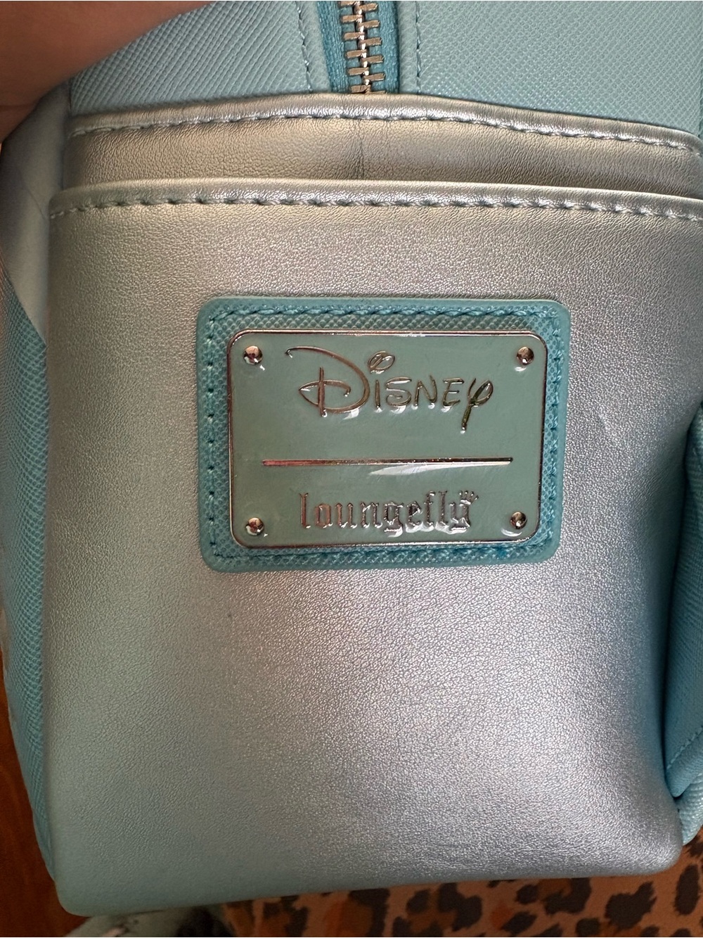 Loungefly Light Blue Velvet Bow Backpack - Picture 5 of 6